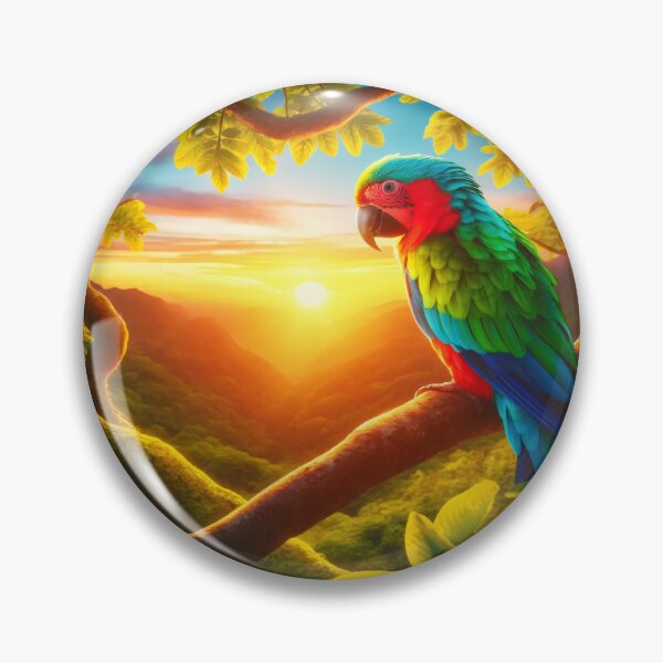 Item preview, Colorful Parrot at Sunset, Tropical Jungle Wall Art designed and sold by NarjaShop.