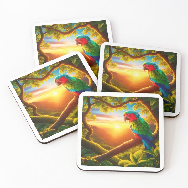 Item preview, Colorful Parrot at Sunset, Tropical Jungle Wall Art designed and sold by NarjaShop.