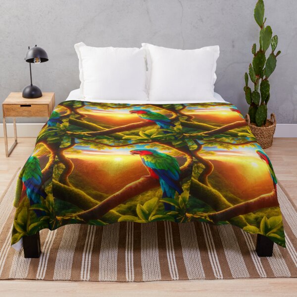 Item preview, Colorful Parrot at Sunset, Tropical Jungle Wall Art designed and sold by NarjaShop.