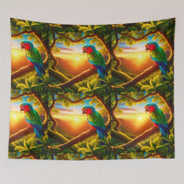 Item preview, Colorful Parrot at Sunset, Tropical Jungle Wall Art designed and sold by NarjaShop.