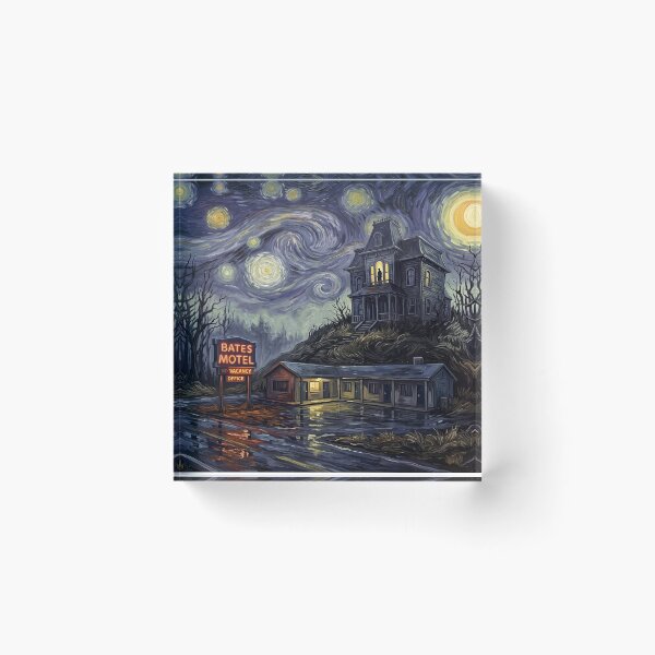 Item preview, Bates Motel Starry Night Horror Landscape designed and sold by Bad-Decisions-Designs.