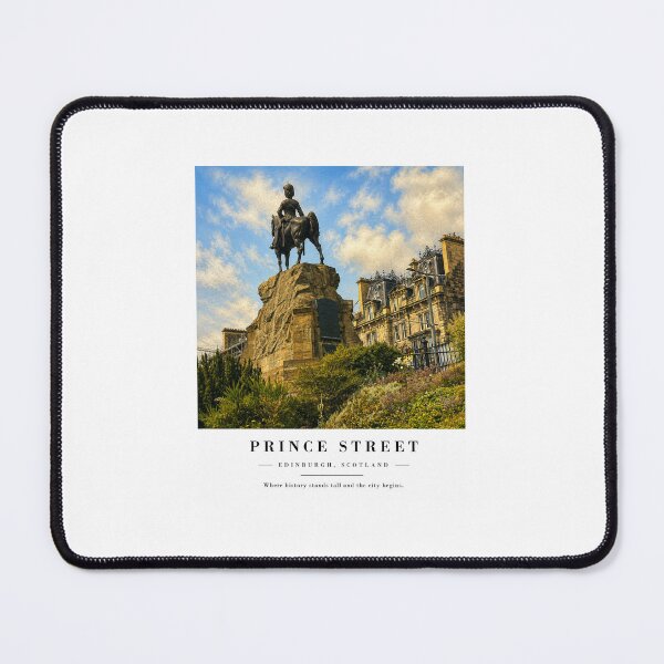 Item preview, Prince Street Edinburgh Scotland Travel Art – Historic Equestrian Monument & Architecture designed and sold by Wandered North.