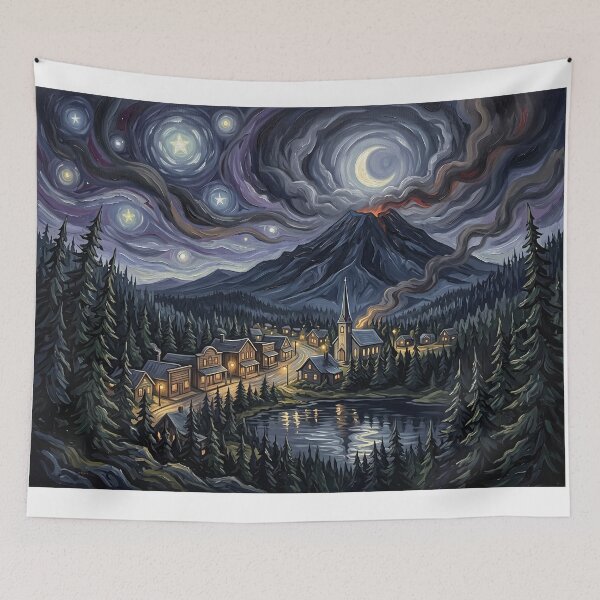 Item preview, Dante's Peak Starry Night Disaster Landscape designed and sold by Bad-Decisions-Designs.