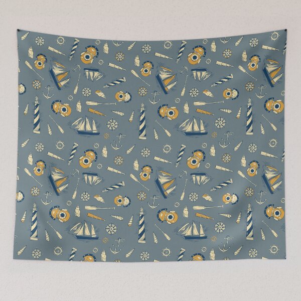 Item preview, Vintage Nautical Sea Adventure Pattern designed and sold by Hakubiya.