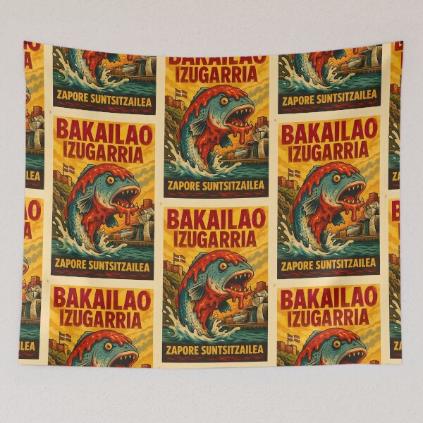 Item preview, Basque Cod Monster – Retro Comic Poster Illustration designed and sold by Travellerz.