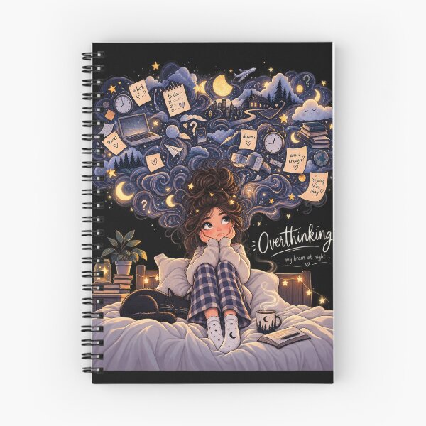 Item preview, Girl Overthinking at Night Cozy Aesthetic Illustration designed and sold by MIArt Studio.