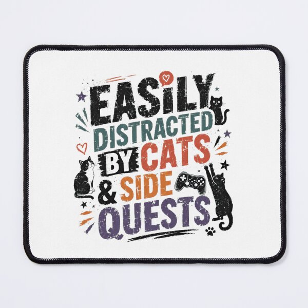 Item preview, Easily Distracted By Cats & Side Quests Cat Lover Gamer designed and sold by RetroMini2026.