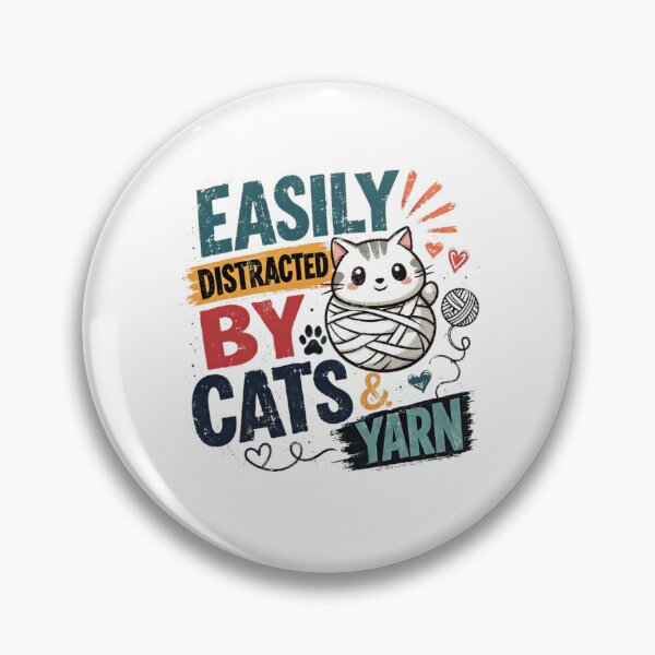 Item preview, Easily Distracted By Cats & Yarn Cat Lover Crafter Gift designed and sold by RetroMini2026.