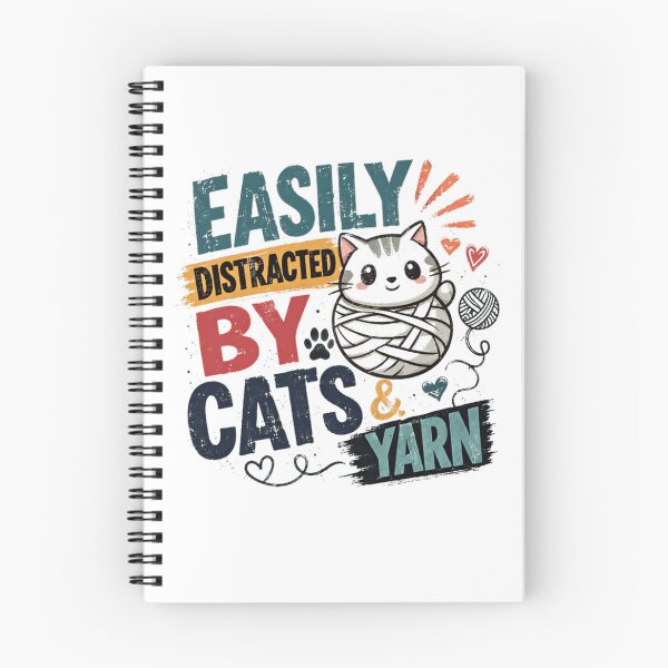 Item preview, Easily Distracted By Cats & Yarn Cat Lover Crafter Gift designed and sold by RetroMini2026.