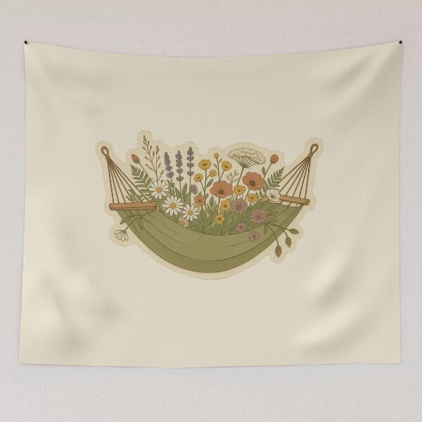 Item preview, Cozy Green Hammock Filled With Wildflowers designed and sold by ITCHAWAWAA.