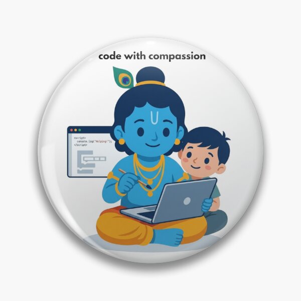 Item preview, code with compassion | Developer Sticker | Programming Tech Humor designed and sold by BhaktiByte.