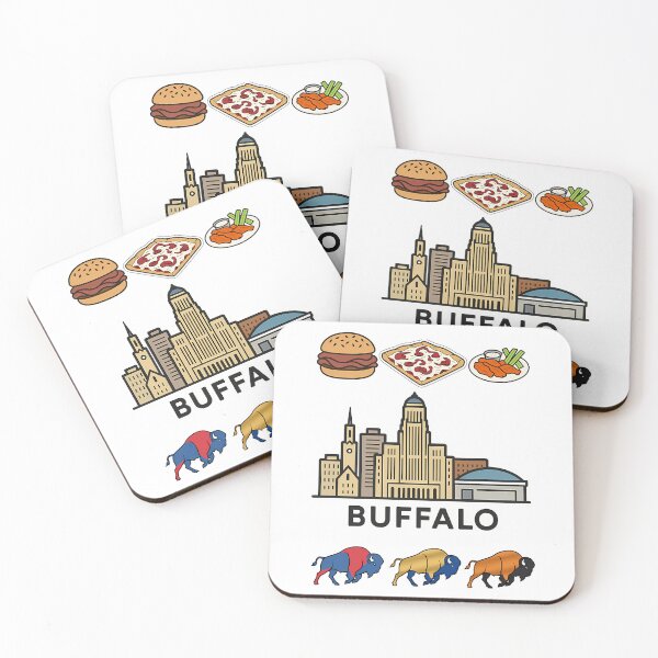 Item preview, Buffalo New York Skyline Food Wings Pizza Burger Bison City Pride designed and sold by PatrickBrandt.
