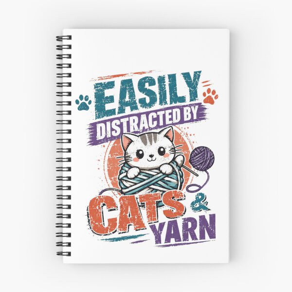 Item preview, Easily Distracted By Cats & Yarn Cat Lover Knitting Crocheting Hobby designed and sold by RetroMini2026.