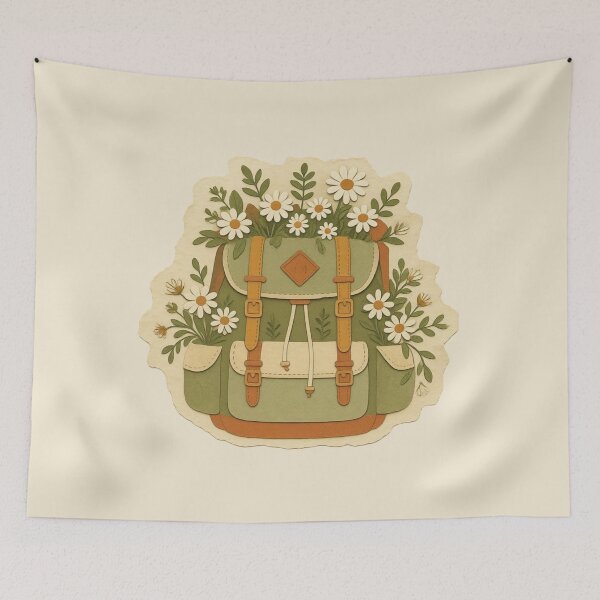 Item preview, Vintage Hiking Backpack Filled With Daisies designed and sold by ITCHAWAWAA.