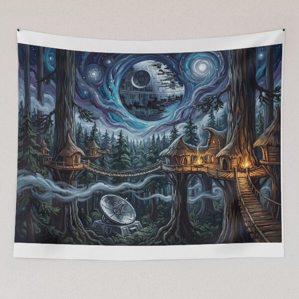 Item preview, Endor Starry Night Sci Fi Landscape designed and sold by Bad-Decisions-Designs.