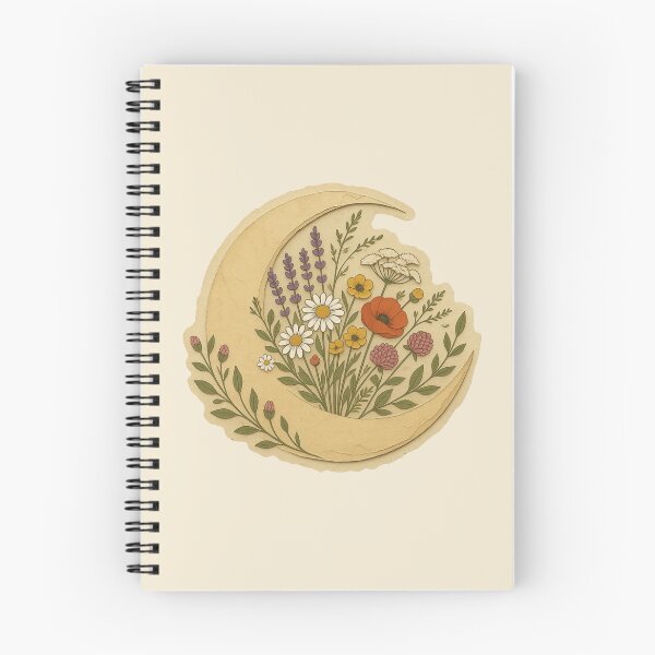Item preview, Vintage Crescent Moon Wildflower Botanical Bouquet designed and sold by ITCHAWAWAA.