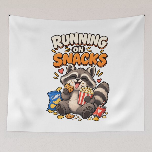 Item preview, Running on Snacks – Cute Happy Raccoon Cartoon Design designed and sold by Kiinaaa.