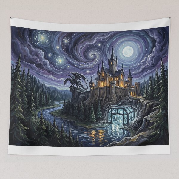 Item preview, Fantasy World Delos Starry Night Sci Fi Landscape designed and sold by Bad-Decisions-Designs.