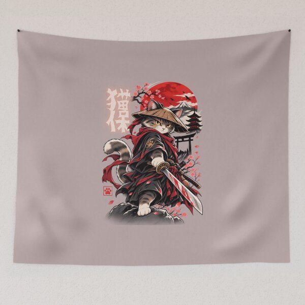 Item preview, Anime Cat Samurai Japanese Ronin Warrior designed and sold by WelLarsDigitals.