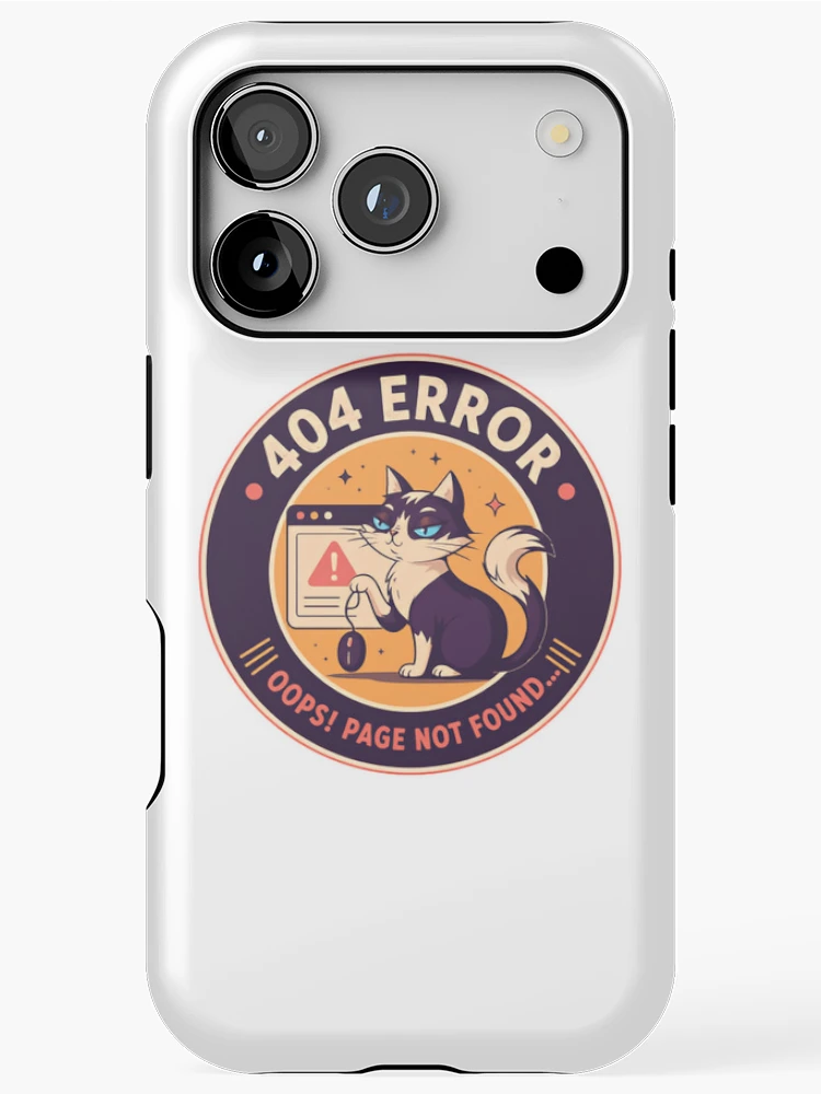 Thumbnail 1 of 4, iPhone Case, 404 Error Oops! Page Not Found Programmer Developer Tech Cat designed and sold by HumansStuck12.