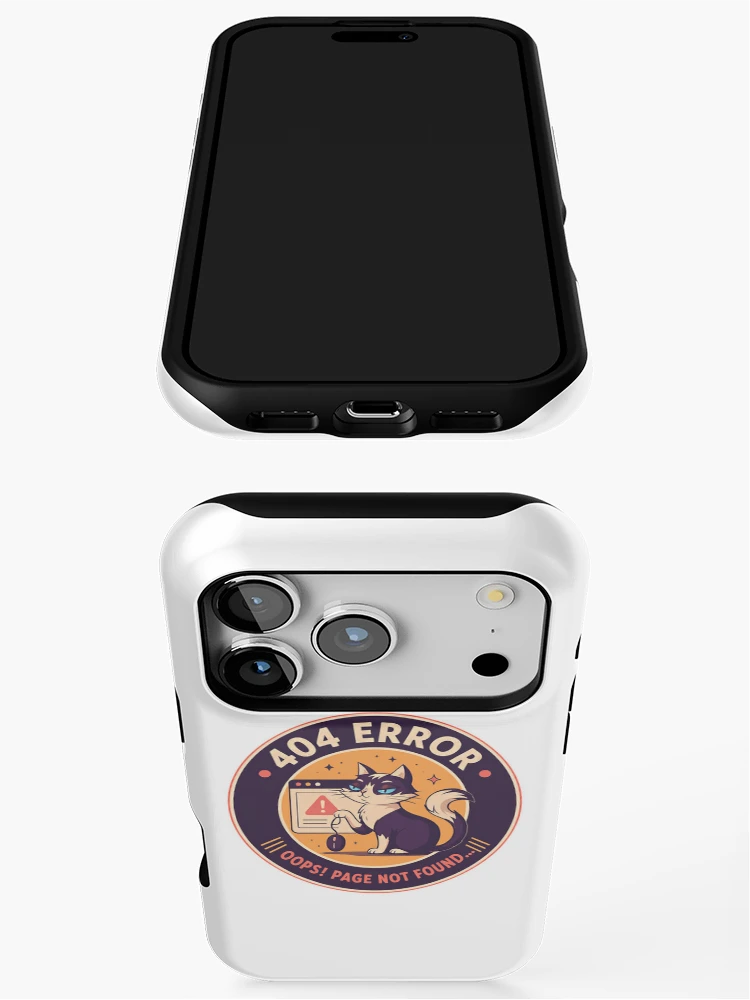 Thumbnail 3 of 4, iPhone Case, 404 Error Oops! Page Not Found Programmer Developer Tech Cat designed and sold by HumansStuck12.