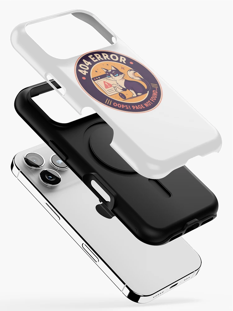 Thumbnail 2 of 4, iPhone Case, 404 Error Oops! Page Not Found Programmer Developer Tech Cat designed and sold by HumansStuck12.