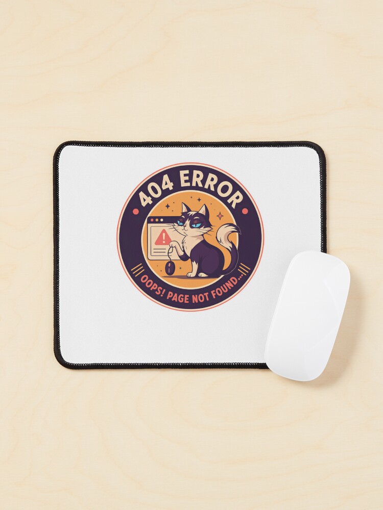 Thumbnail 1 of 5, Mouse Pad, 404 Error Oops! Page Not Found Programmer Developer Tech Cat designed and sold by HumansStuck12.