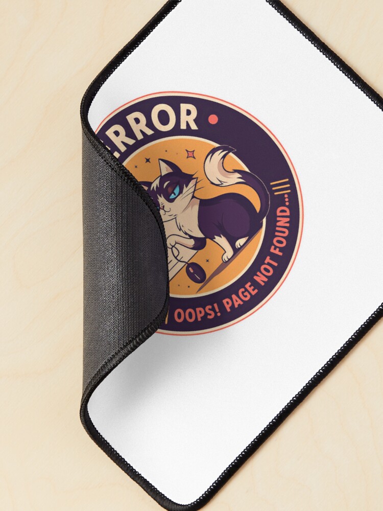 Thumbnail 2 of 5, Mouse Pad, 404 Error Oops! Page Not Found Programmer Developer Tech Cat designed and sold by HumansStuck12.