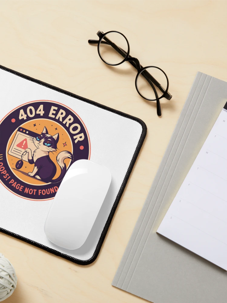 Thumbnail 3 of 5, Mouse Pad, 404 Error Oops! Page Not Found Programmer Developer Tech Cat designed and sold by HumansStuck12.