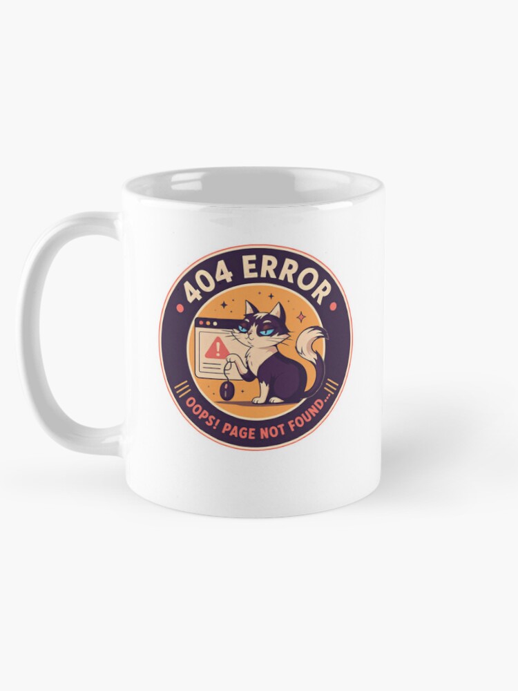 Thumbnail 5 of 6, Coffee Mug, 404 Error Oops! Page Not Found Programmer Developer Tech Cat designed and sold by HumansStuck12.