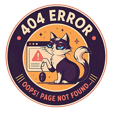 Artwork thumbnail, 404 Error Oops! Page Not Found Programmer Developer Tech Cat by HumansStuck12