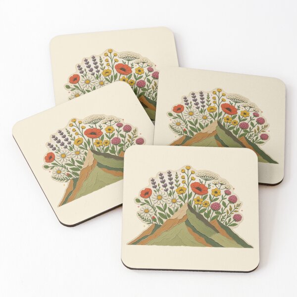 Item preview, Wildflower Bouquet Blooming Over Mountain Peaks designed and sold by ITCHAWAWAA.