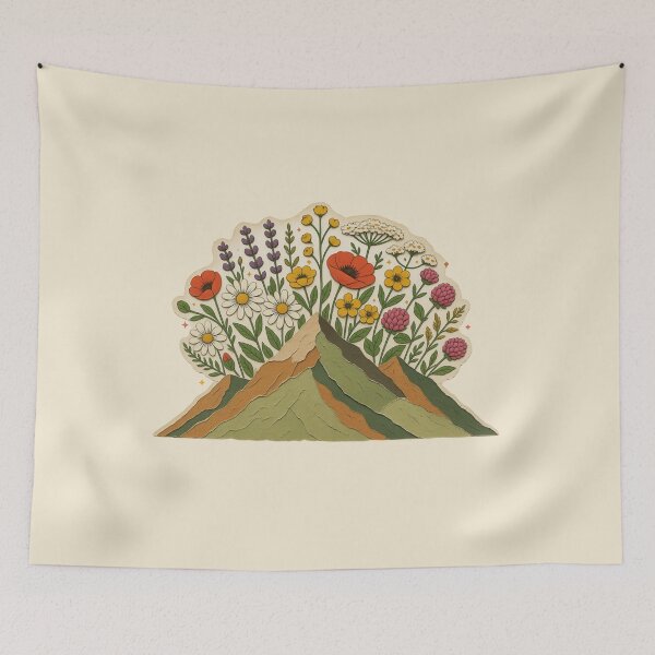 Item preview, Wildflower Bouquet Blooming Over Mountain Peaks designed and sold by ITCHAWAWAA.