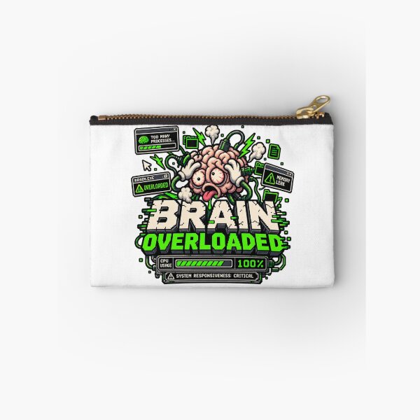Item preview, Brain Overloaded – CPU 100% Retro Pixel Humor designed and sold by Mad Factory Designs.