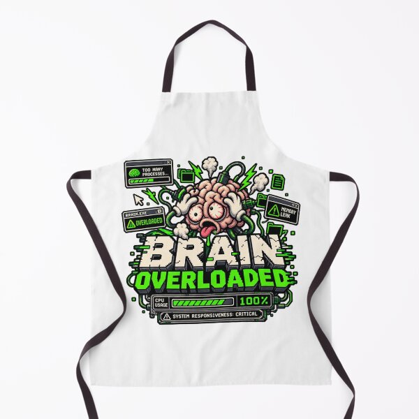 Item preview, Brain Overloaded – CPU 100% Retro Pixel Humor designed and sold by Mad Factory Designs.