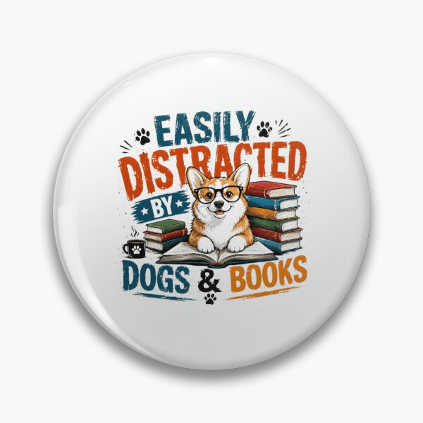 Item preview, Easily Distracted By Dogs & Books Corgi Owner Book Lover Reader Gift designed and sold by RetroMini2026.