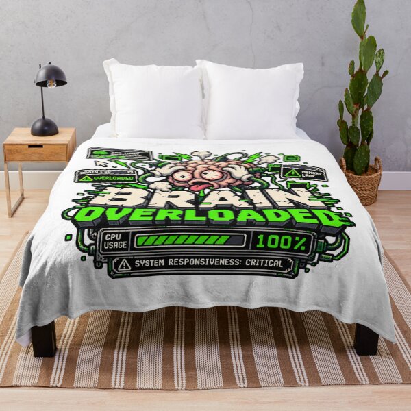 Item preview, Brain Overloaded – CPU 100% Retro Pixel Humor designed and sold by Mad Factory Designs.