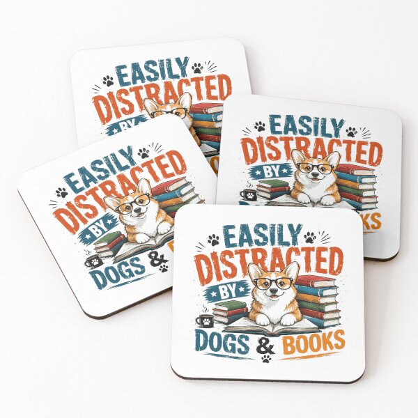 Item preview, Easily Distracted By Dogs & Books Corgi Owner Book Lover Reader Gift designed and sold by RetroMini2026.