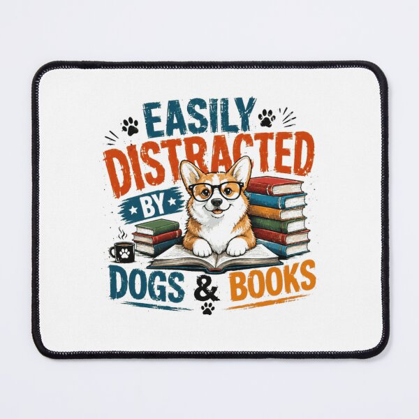 Item preview, Easily Distracted By Dogs & Books Corgi Owner Book Lover Reader Gift designed and sold by RetroMini2026.