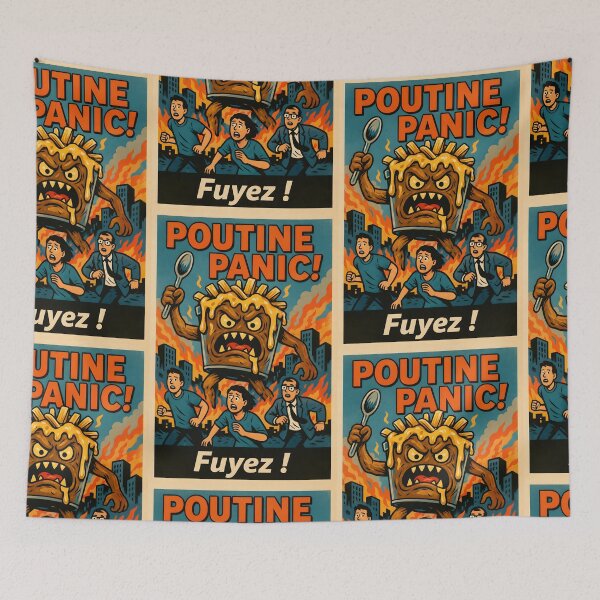 Item preview, Poutine Panic! – Canadian Horror Poster Vintage Style designed and sold by Travellerz.