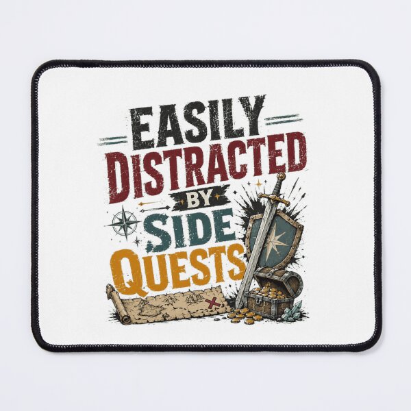 Item preview, Easily Distracted By Side Quests Gamer Role Playing Game RPG Player designed and sold by RetroMini2026.