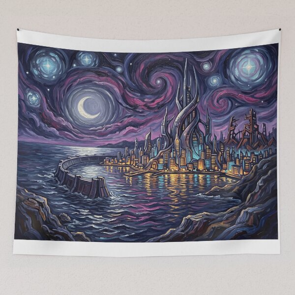 Item preview, Genosha Starry Night Sci Fi Landscape designed and sold by Bad-Decisions-Designs.