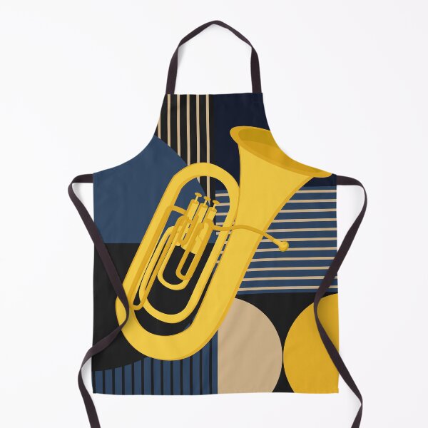 Item preview, Golden Tuba in Blue | Bauhaus Music Art | Mid Century Modern Brass Instrument Print | Geometric Music Decor designed and sold by Studio pod Burom.
