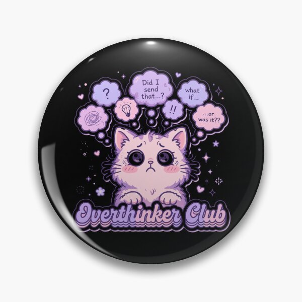 Item preview, Overthinker Club - Cute Anxious Cat Pastel Sticker designed and sold by Fulaly.