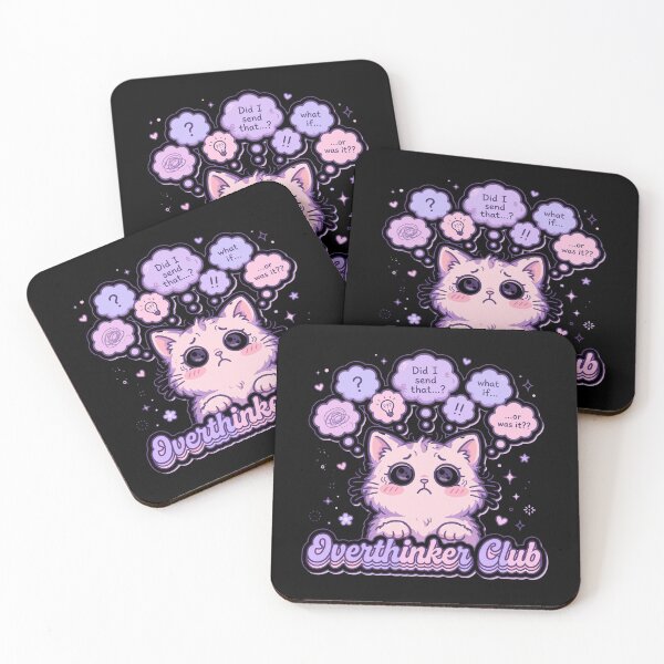 Item preview, Overthinker Club - Cute Anxious Cat Pastel Sticker designed and sold by Fulaly.