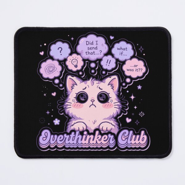 Item preview, Overthinker Club - Cute Anxious Cat Pastel Sticker designed and sold by Fulaly.