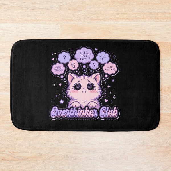 Item preview, Overthinker Club - Cute Anxious Cat Pastel Sticker designed and sold by Fulaly.