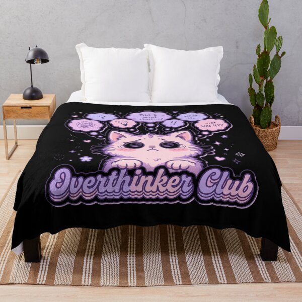 Item preview, Overthinker Club - Cute Anxious Cat Pastel Sticker designed and sold by Fulaly.