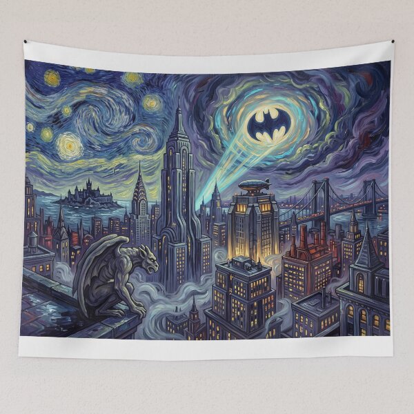 Item preview, Gotham City Starry Night Comic Landscape designed and sold by Bad-Decisions-Designs.