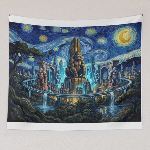 Item preview, Gorilla City Starry Night Comic Landscape designed and sold by Bad-Decisions-Designs.
